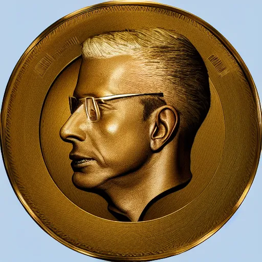 Image similar to hyperrealistic dslr film still of jeff goldblum on gold doubloon, stunning 8 k octane comprehensive 3 d render, inspired by istvan sandorfi & greg rutkowski & unreal engine, perfect symmetry, dim volumetric cinematic lighting, extremely hyper - detailed, incredibly real lifelike attributes & flesh texture, intricate, masterpiece, artstation, stunning