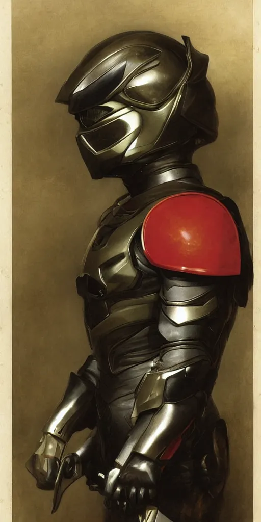 Image similar to portrait of a kamen rider, full set of equipment, helmet, majestic, solemn, by bouguereau