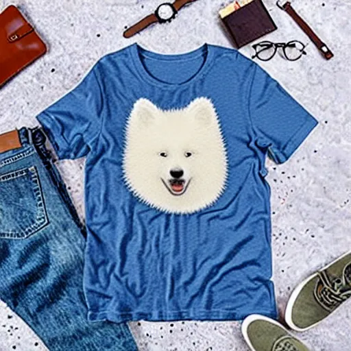 Prompt: samoyed graphic on t - shirt