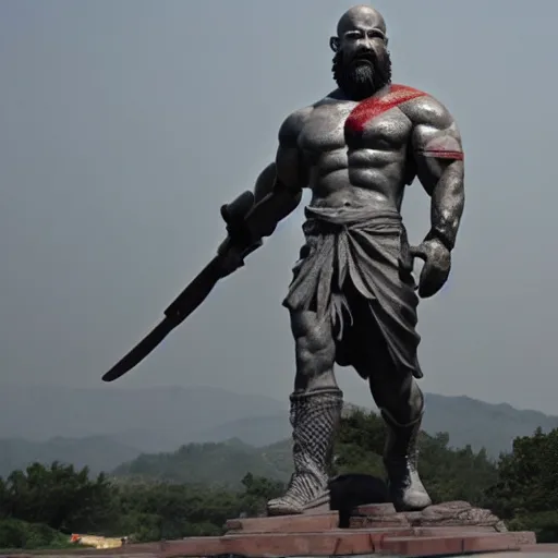 Prompt: kratos statue north korea style