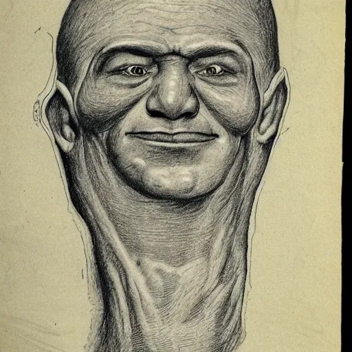 Prompt: old anatomical drawing of shrek