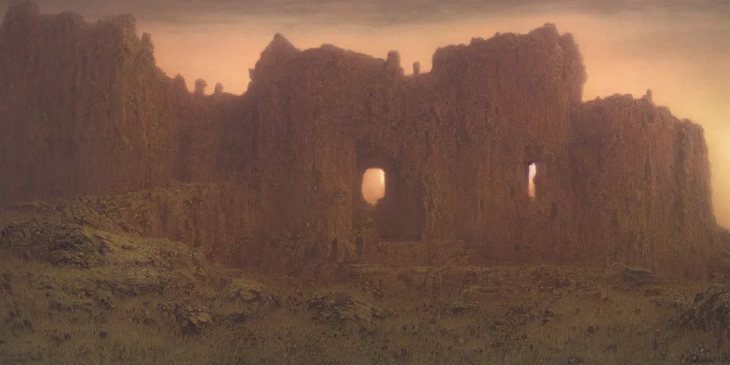 Image similar to Isle of the dead by Arnold Böcklin painted by Zdzisław Beksiński, global illumination, radiant light, detailed and intricate environment