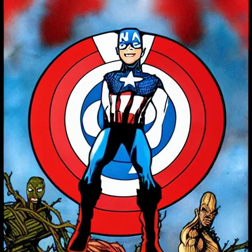 Image similar to groot as captain america