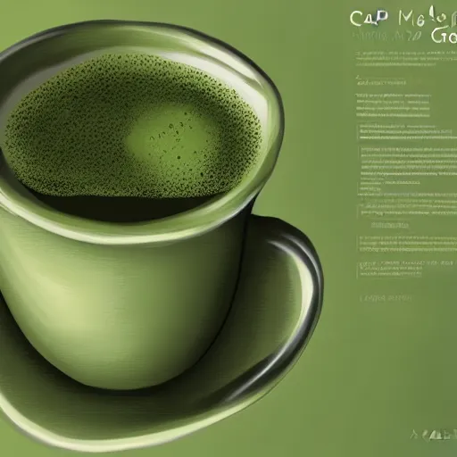 Image similar to A Cup of matcha green tea, detailed illustration, artstation, soft lighting, award winning masterpiece