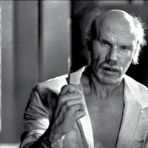 Image similar to Janusz Korwin-Mikke in a still from the movie Big Trouble in Little China (1986)