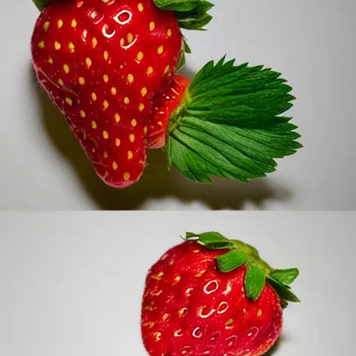 Image similar to strawberry creature with two eyes