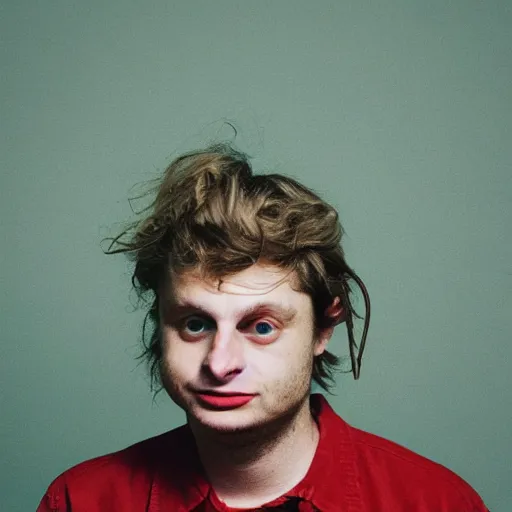 Prompt: mac demarco in a retrofuturistic city, photography award winning,