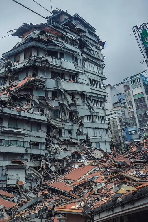 Prompt: tsunami in taipei. buildings collapsing. highly detailed architecture, atmosphere, dramatic light, epic composition, wide angle, by miyazaki, nausicaa ghibli