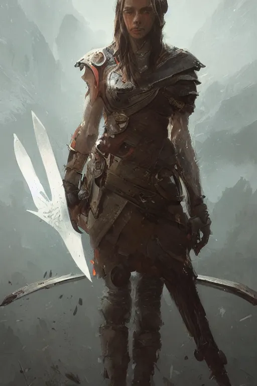 Prompt: portrait of a warrior, ultra sharp, very detailed, high - quality focus by greg rutkowski and wlop