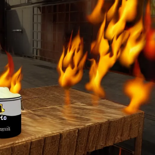 Image similar to a jar of mayonnaise on fire, unreal engine