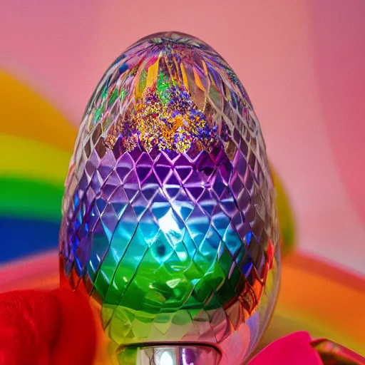 Image similar to rainbow themed faberge egg 4k studio photography