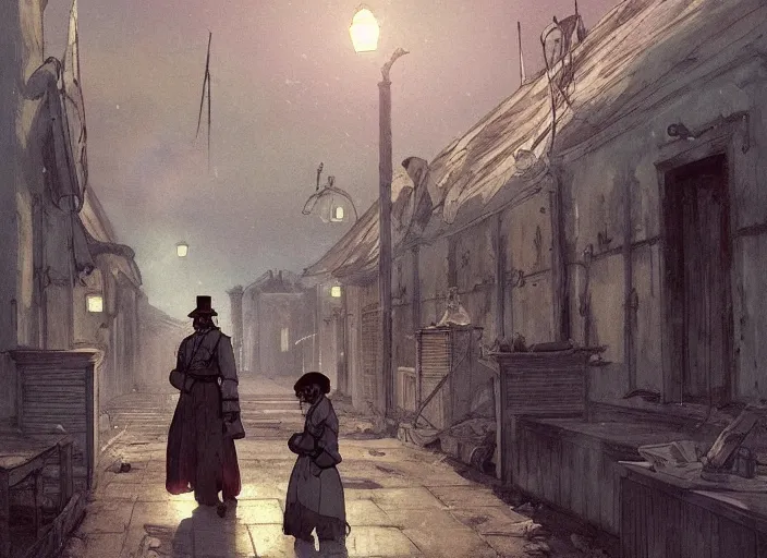 Image similar to 1 8 5 4 crimean war, army hospital in scutari at night, wounded patients in beds on both sides of hospital ward, dark, grimy, finely detailed perfect art, painted by greg rutkowski makoto shinkai takashi takeuchi studio ghibli