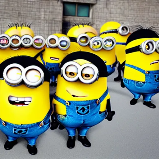 Image similar to minions characters at the hidenburg disaster.