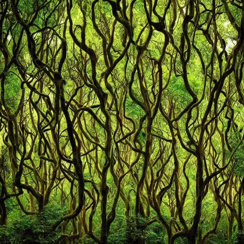 Image similar to beautiful photo of exotic forest with each tree in the shape of female body