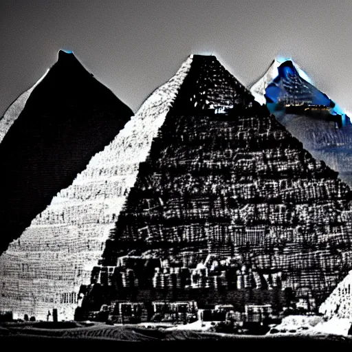 Prompt: the great pyramids in cyberpunk style by pablo picasso