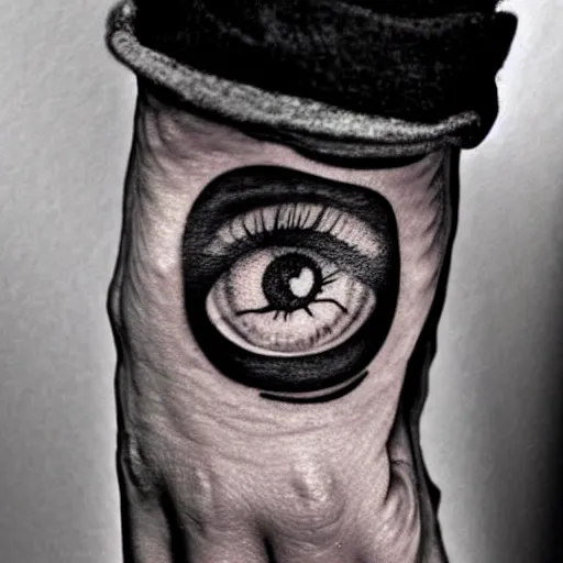 Image similar to double exposure hand tattoo of a crying eye, watercolor, stylish