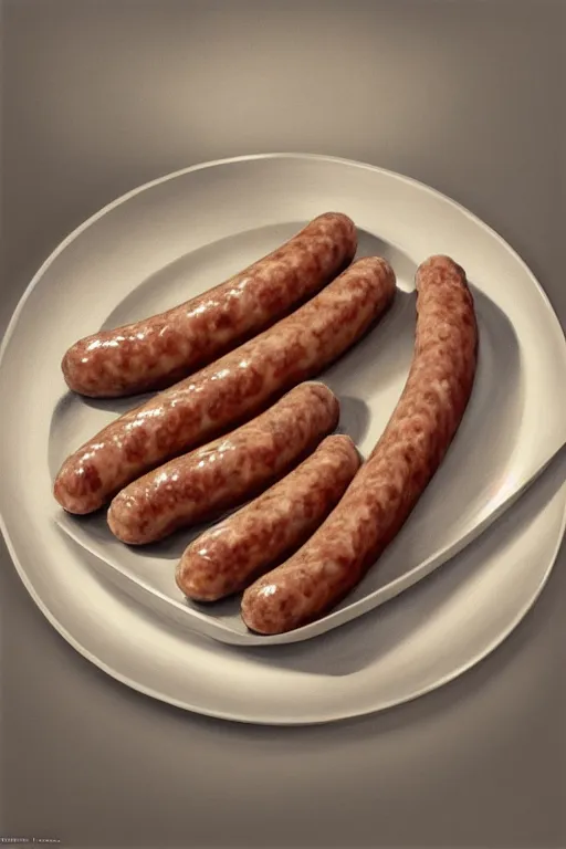 Prompt: plate full of sausage, nugget and other frozen food!!, intricate, elegant, highly detailed, digital painting, artstation, concept art, smooth, sharp focus, illustration, art by ortner and mike dargas and marco grassi, 8 k