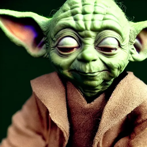 Image similar to steve buscemi as yoda. highly detailed felt. hyper real photo. 4 k.