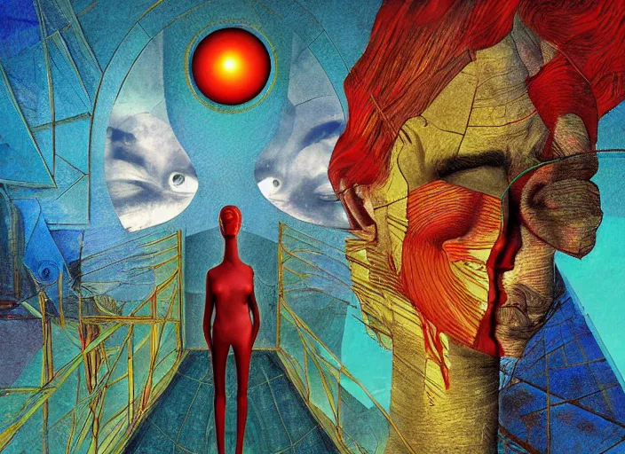 Prompt: an epic concept surreal masterpiece... inside the head of bob lazer, in the style of max ernst, muted colors, digital art