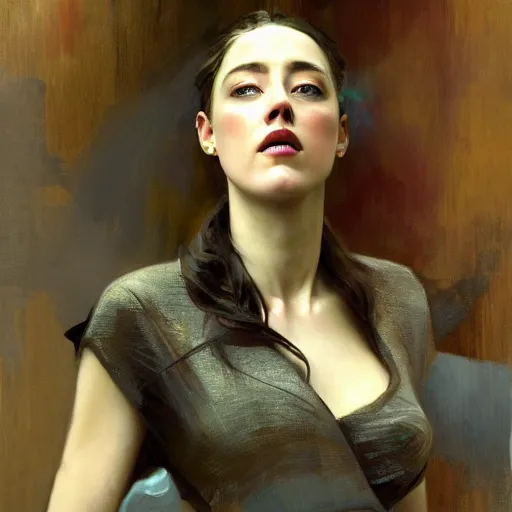 Prompt: hyperrealist portrait of a woman as amber heard winning the trial at court by jeremy mann and alphonse mucha, fantasy art, photo realistic, dynamic lighting, artstation, poster, volumetric lighting, very detailed faces, 4 k, award winning