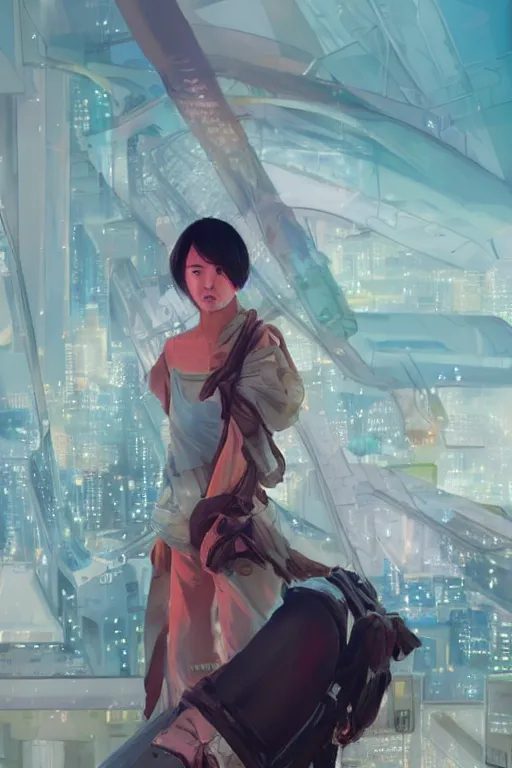 Image similar to portrait futuristic asian airforce girl, looking at the camera, in future airport rooftop , sci-fi, fantasy, intricate, very very beautiful, elegant, human anatomy, neon light, highly detailed, digital painting, artstation, concept art, smooth, sharp focus, illustration, art by tian zi and WLOP and alphonse mucha