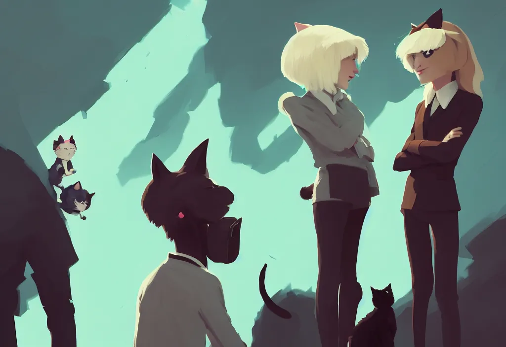 Image similar to joe biden and emma watson with cat ears, epic debates, presidental elections candidates, cnn, fox news, fantasy, by atey ghailan, by greg rutkowski, by greg tocchini, by james gilleard, by joe gb fenton, dynamic lighting, gradient light green, brown, blonde cream, salad and white colors in scheme, grunge aesthetic