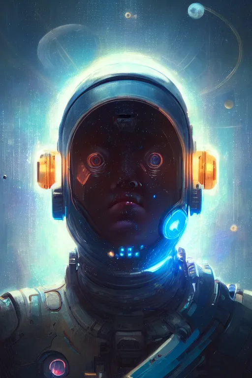 Prompt: a beautiful portrait of a cyberpunk pigglet, blue space with stars and planets in the background by greg rutkowski and wlop, digital art, highly detailed, fine detail, intricate, ornate, complex