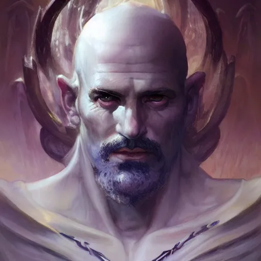 Image similar to ''portrait of hades from greek mythology, god, greece, fantasy, dungeons and dragons, d & d, digital painting, artstation, concept art, sharp focus, illustration, art by greg rutkowski and alphonse mucha''