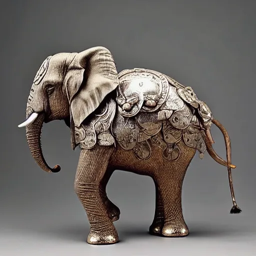 Prompt: a beautiful detailed surreal elephant, hiperrealism by ellen jewett