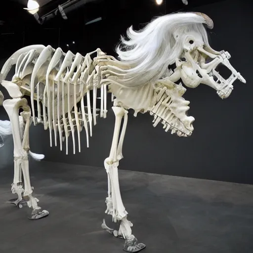 Prompt: unicorn skeleton wikimedia museum photograph