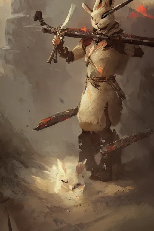 Prompt: adorable bunny ronin warrior detailed fantasy concept of by Greg Rutkowski