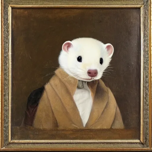 Image similar to Ferret with brown face markings in a general outfit , painted by Jan Willem Pieneman, Courageous, Bold, painting