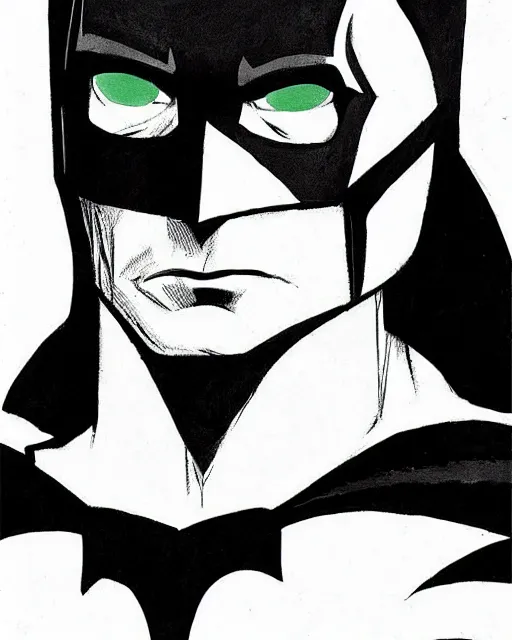 Image similar to portrait of batman, illustration, art by neil gaiman