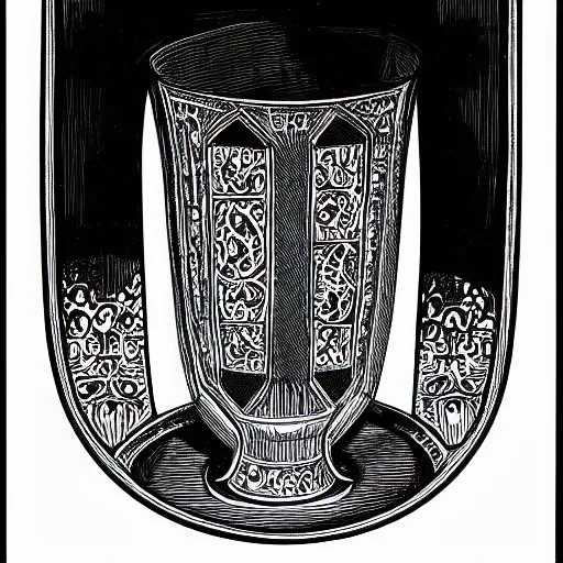 Prompt: 2-D black-and-white design for a set of grotesque, ornate glasses