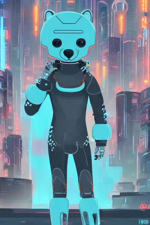 Prompt: a cute male gray turquoise white orange otter fursona wearing tight futuristic clothes in the streets of cyberpunk city, fantasy, paws, 8 k resolution, hyper detailed, character design