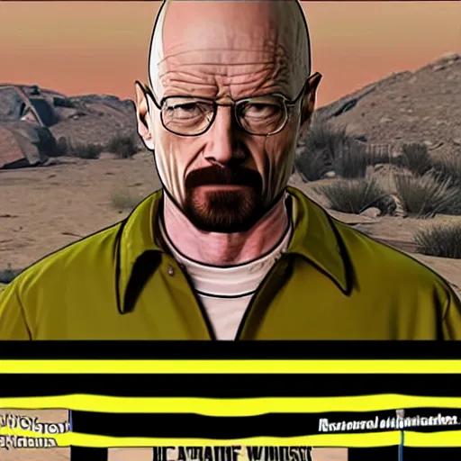 Image similar to walter white as a character on a GTA loading screen