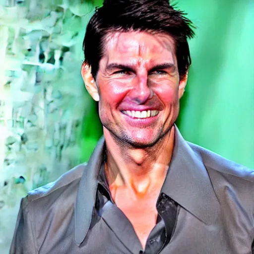 Prompt: tom cruise with green hair,