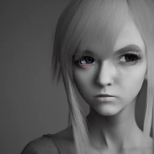 Image similar to photorealistic full shot portrait of angry darkness anime girl, inspired by tim burton, detailed, unreal engine 4 k, volumetric light, fog