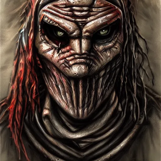 Image similar to surrealism grunge cartoon portrait sketch of Predator, by michael karcz, loony toons style, freddy krueger style, horror theme, detailed, elegant, intricate