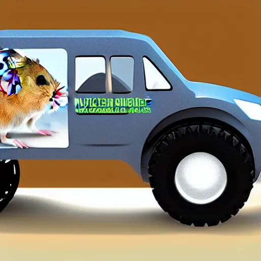 Prompt: hamster truck concept bio engineering