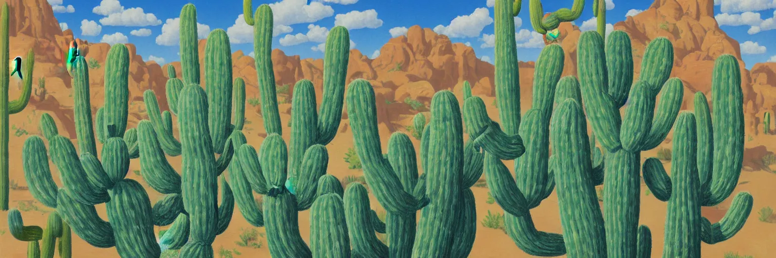 Prompt: arizona cactus painting magritte