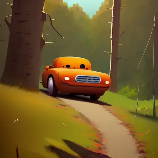 Prompt: goro fujita ilustration hikers parking the car in the forest, painting by goro fujita, sharp focus, highly detailed, artstation