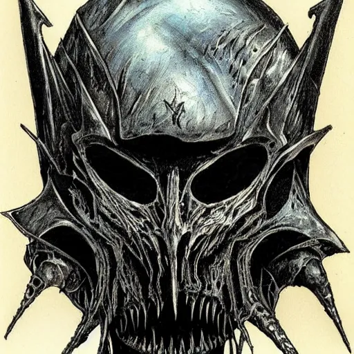 Image similar to ian miller, realms of chaos, death knight helmet
