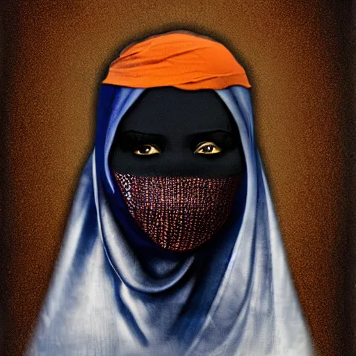 Prompt: burqa einstein portrait