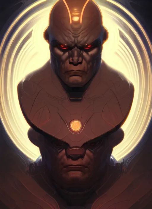 Image similar to symmetry!! portrait of darkseid, glowing eyes!! intricate, elegant, highly detailed, digital painting, artstation, concept art, smooth, sharp focus, illustration, art by artgerm and greg rutkowski and alphonse mucha