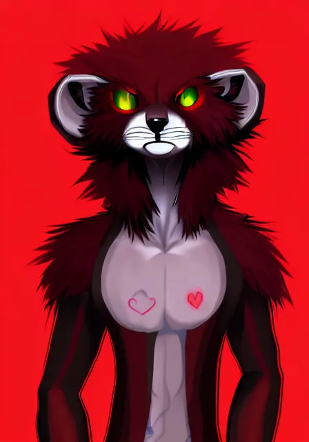 Image similar to furry - male - red - black - weasel - necromancer - fursona uhd ue 5 visual novel pc game expressions