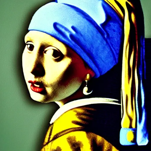 Image similar to cookie monster as girl with pearl earring