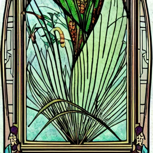 Prompt: beautiful art nouveau of tropical plants