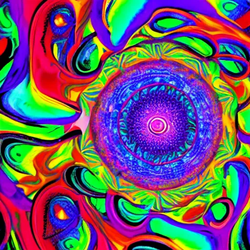 Image similar to lsd trip visuals, colorful, crazy, amazing
