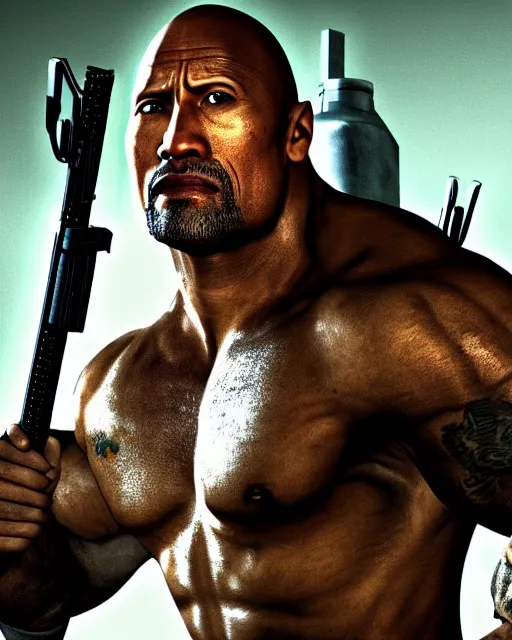 Image similar to close - up shot of dwayne johnson as the tank in the game left 4 dead. xbox 3 6 0 graphics